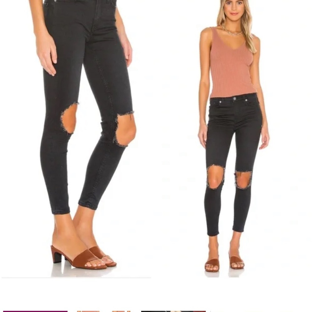 Free People Black Distressed Skinny Grunge Skater Y2K Soft Denim Jeans Size 25